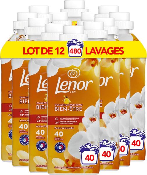 Image Pack 12 Adoucissant Linge Lenor Bien-être Ambre et Orchidée