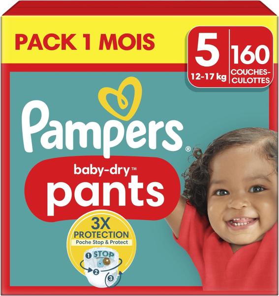 Image Pack 160 Couches-Culottes Pampers Baby-Dry Pants, Taille 5 12-17kg