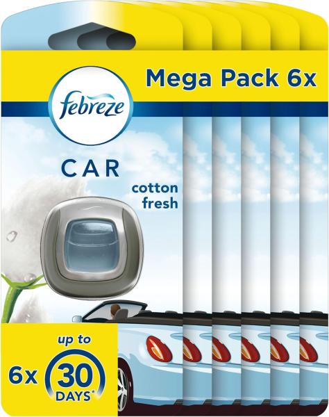 Image Méga Pack de 6 Désodorisants Voiture Febreze Cotton Fresh