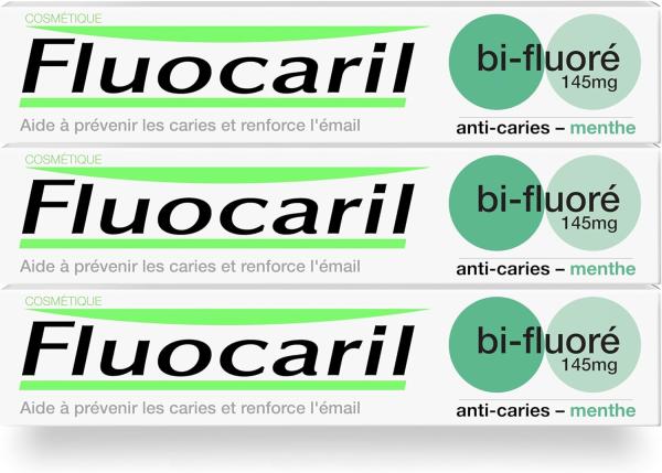 Image Pack 3x75ml Dentifrice Anti-Caries Bi-fluoré FLUOCARIL Goût Menthe