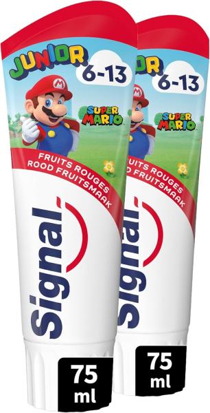 Image Pack de 2 Dentifrices Junior Super Mario Signal Goût Fruits Rouges - 2x75ml