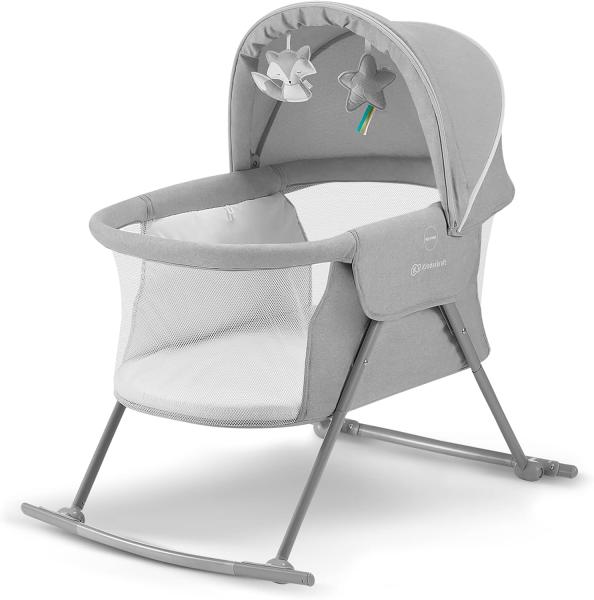 Image Lit bébé 3 en 1 Kinderkraft LOVI 2 jouets doux inclus - Gris