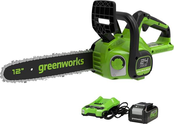 Image Tronçonneuse Greenworks GD24CS30K4 Anti-Rebond, Batterie 24V 4Ah