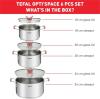 Image Pack 6 Pièces Tefal G720S674 Opti’Space - Lot de 3 faitouts 18/20/24 cm + 3 couvercles verre