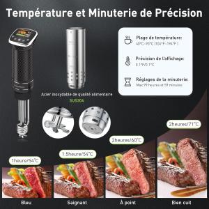 Image Thermoplongeur KitchenBoss 1100W Contrôle Cuiseur Sous Vide