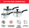 Image Pack 5 Pièces - 3 Casseroles Tefal C973S344 Comfort Max + 2 couvercles verre